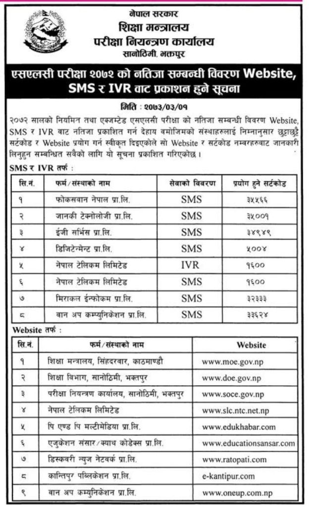 SLC result herne tarika