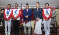 Kp Oli with Gold Medalist