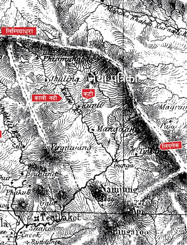 Map of Limipyadhura in British liabrary